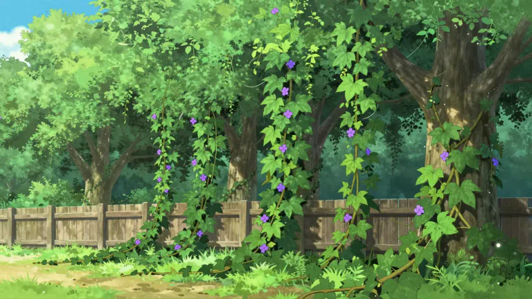 Visual representation of "kudzu" - A fast-growing flowering vine native to Asia, known for its ability to climb over and suffocate trees and structures.
