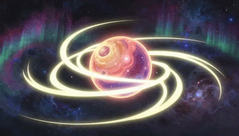 Visual representation of "magnetar" - A type of neutron star with an extraordinarily strong magnetic field.