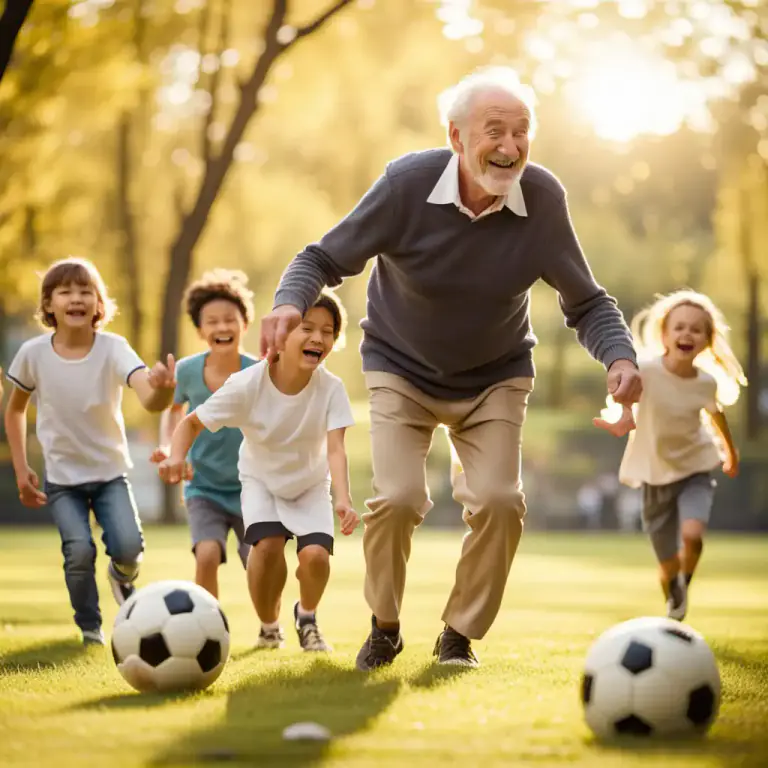Visual representation of "young at heart" - Feeling or acting youthful or lively, despite one's age