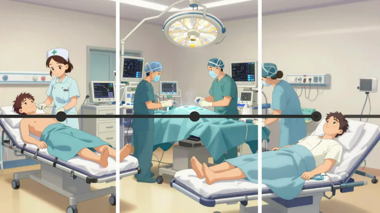 Visual representation of "perioperative" - Relating to the time period surrounding a surgical operation, including preoperative and postoperative phases.