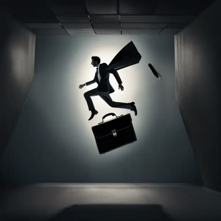 Visual representation of "a leap in the dark" - Doing something without knowing what the outcome or result will be