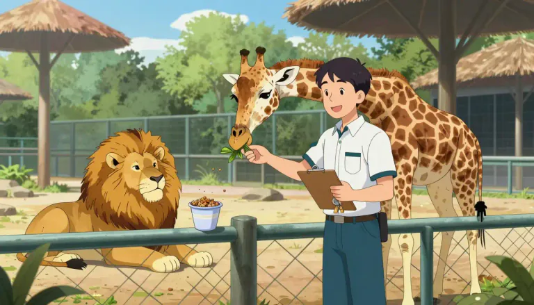 Visual representation of "zookeeper" - A person who takes care of animals in a zoo