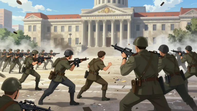 Visual representation of "insurrection" - A violent attempt to take control of a government