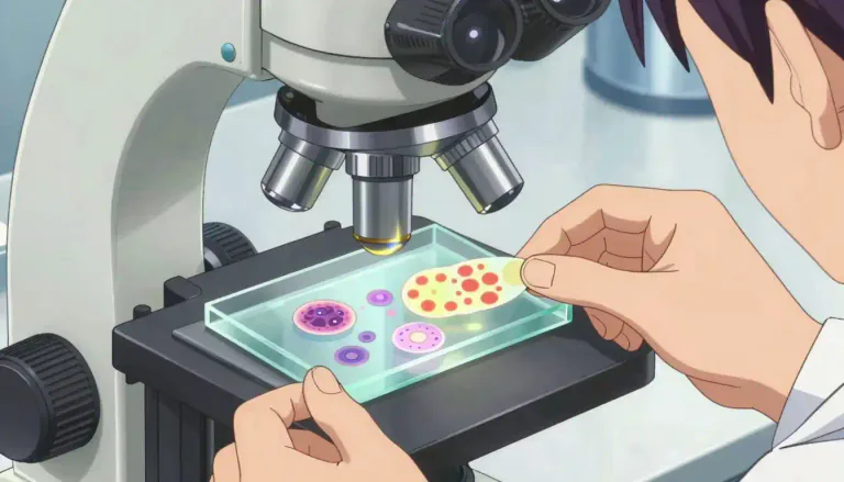 Visual representation of "histopathologic" - Relating to the study of the microscopic structure of tissues to understand diseases.