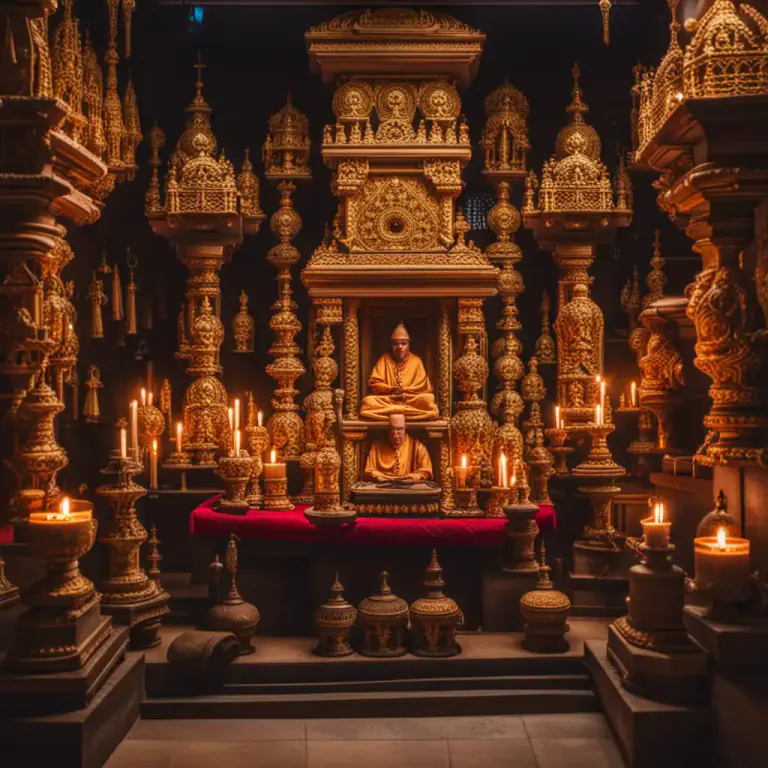 Visual representation of "sanctum" - A holy, sacred or special place in a religious building, particularly a shrine.