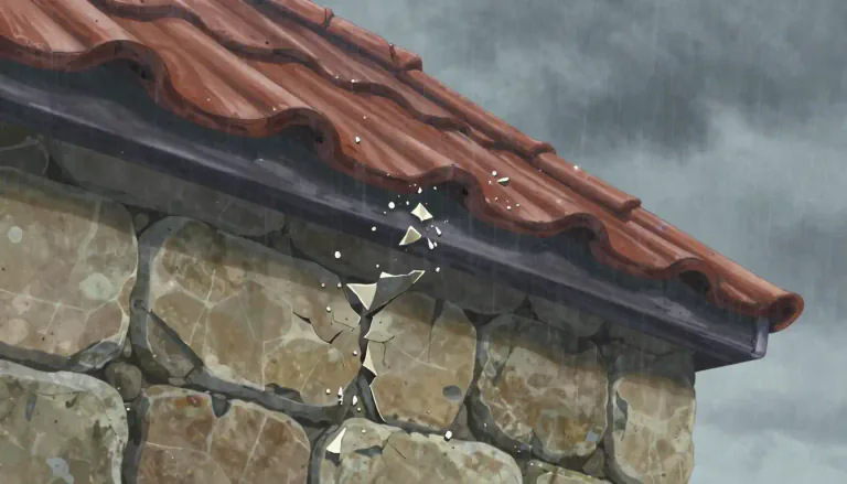 Visual representation of "spall" - To break off in small pieces, especially from rock or material.