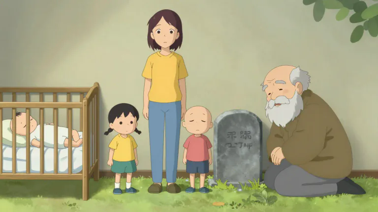 Visual representation of "from the cradle to the grave" - From the beginning to the end of one's life