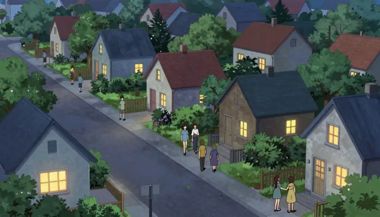 Visual representation of "neighbourhood" - The area or surrounding places that someone lives in or a group of people live in.