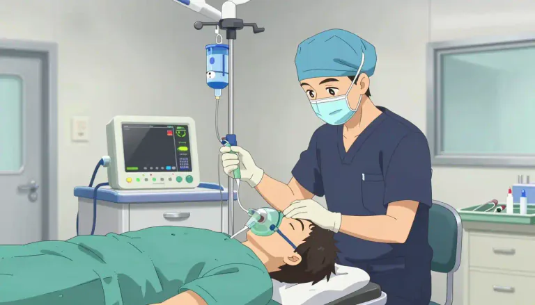 Visual representation of "anesthesiology" - The branch of medicine that deals with the administration of anesthesia.