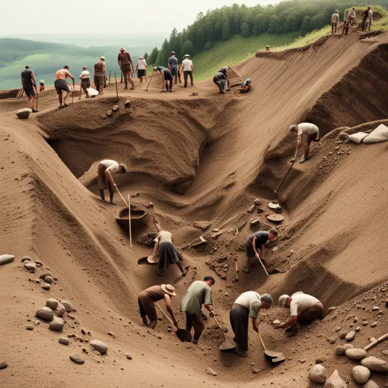 Visual representation of "barrow" - A hill that people in ancient times built over graves