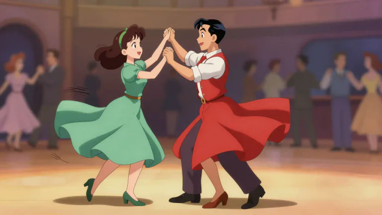 Visual representation of "jitterbug" - A fast, lively dance popular in the 1930s and 1940s.