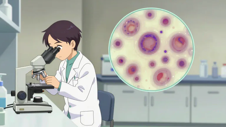 Visual representation of "histopathology" - The study of disease changes in tissues through the examination of specimens under a microscope.