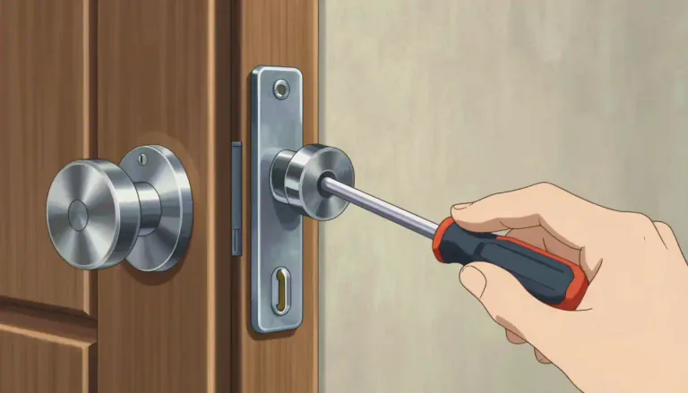 Visual representation of "lockset" - A lockset is a complete unit of hardware that includes the lock mechanism and door handle or knob that works together.