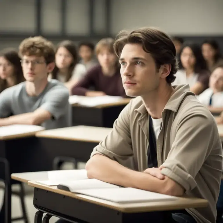 Visual representation of "sit in on" - To be present during a class, meeting, or event without participating in it