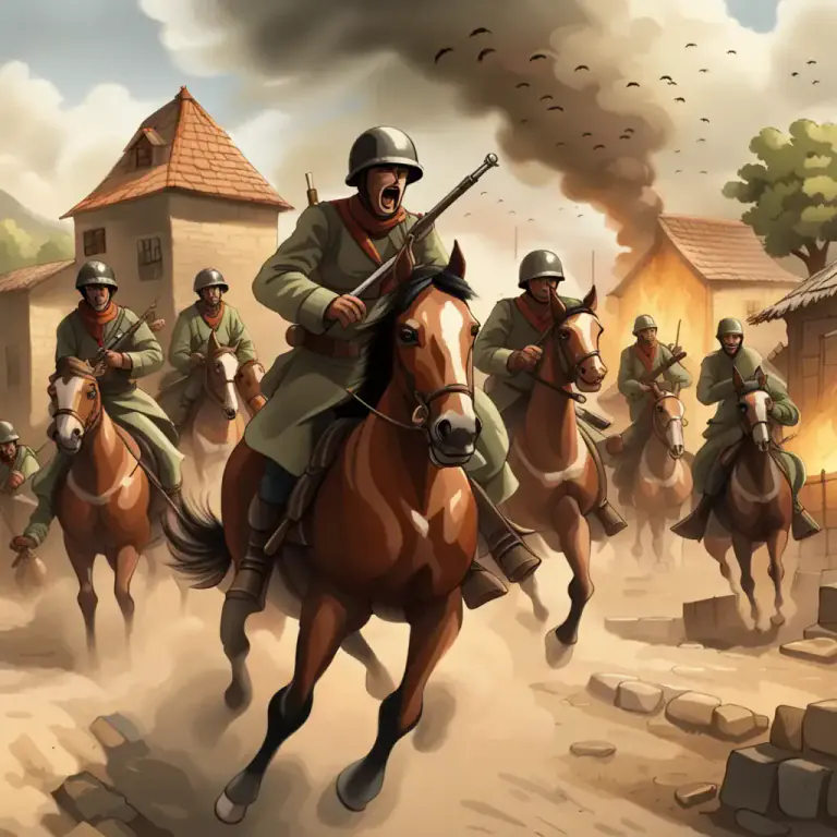 Visual representation of "ride on" - To attack or charge at someone
