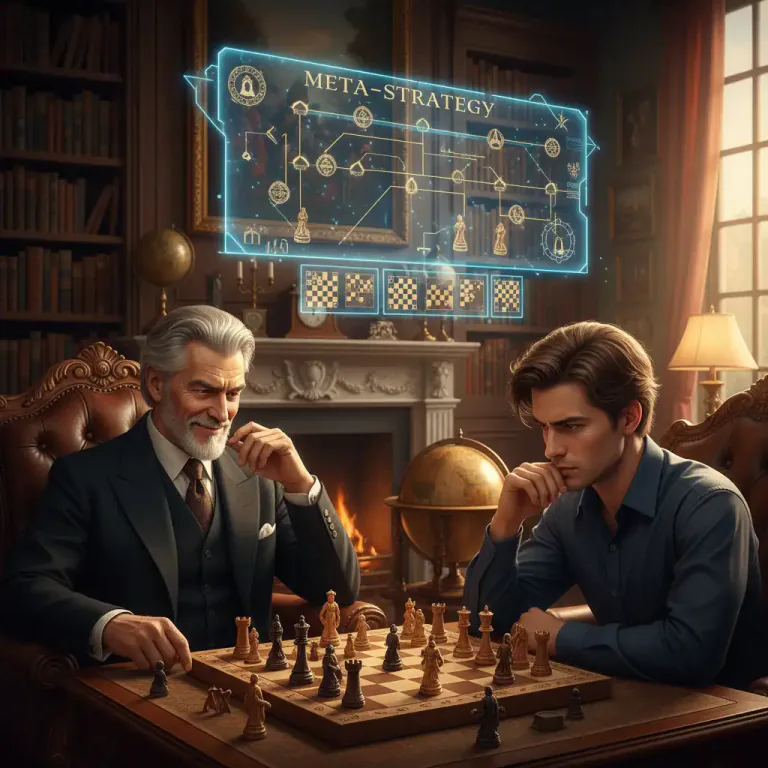 Visual representation of "meta" - Referring to the strategy or tactics within games that involve self-referential elements or the game itself as part of the strategy.