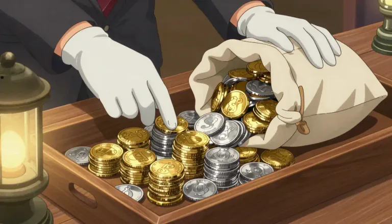 Visual representation of "specie" - Specie refers to money in the form of coins rather than notes or bank deposits.