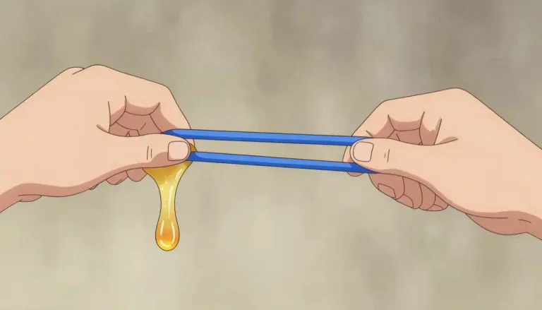 Visual representation of "viscoelastic" - A property of materials that exhibit both viscous (liquid-like) and elastic (solid-like) behavior when subjected to deformation.