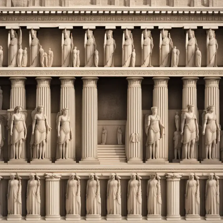 Visual representation of "caryatid" - A female statue used as a pillar or column in architecture.