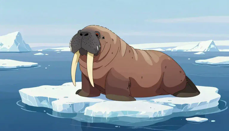 Visual representation of "walrus" - A large marine mammal with tusks and flippers, typically found in the cold seas around the North Pole.