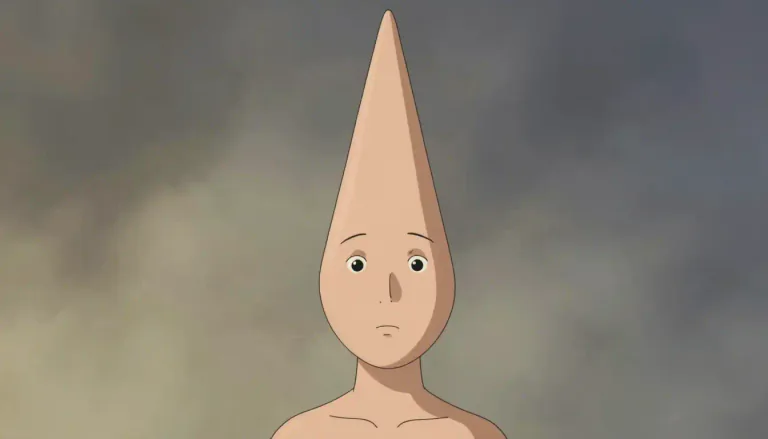 Visual representation of "conehead" - A person with a head that is shaped like a cone, often used humorously or derogatorily.