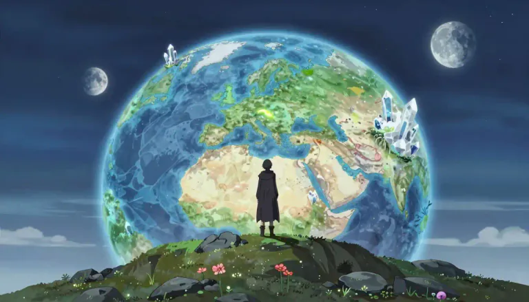 Visual representation of "homeworld" - The planet or place where a person, species, or character was born or originates.