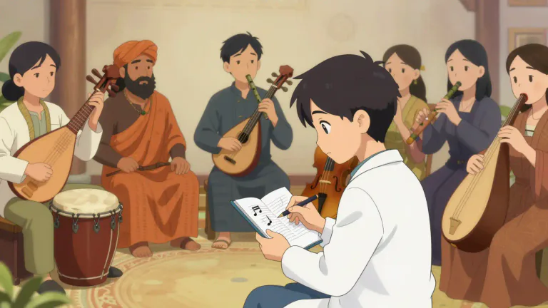 Visual representation of "ethnomusicology" - The study of the music of different cultures and societies.