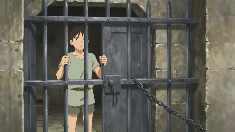 Visual representation of "imprison" - To put someone in prison or another place from which they cannot leave.