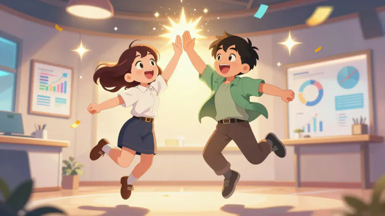 Visual representation of "exhilarate" - To make someone feel very happy and excited.