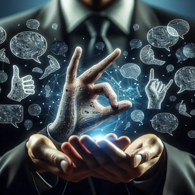 Visual representation of "syntax" - The arrangement of words and phrases to create well-formed sentences in sign language.