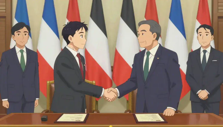 Visual representation of "treaty" - A formal agreement between two or more countries