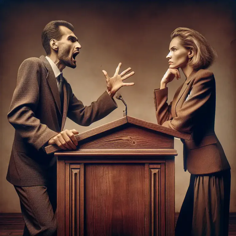 Visual representation of "refutation" - A technique in debate to negate an opponent's position.