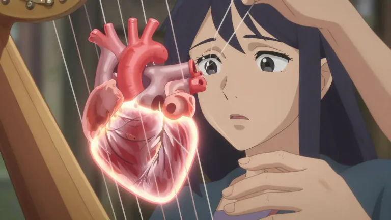 Visual representation of "heartstring" - one of the feelings or emotions of a person, often used in phrases about being emotionally affected.
