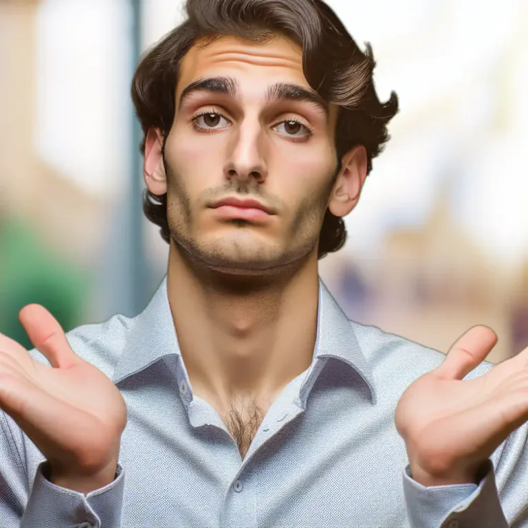 Visual representation of "shrug" - A movement in which someone raises their shoulders and then drops them to indicate a lack of knowledge or interest.
