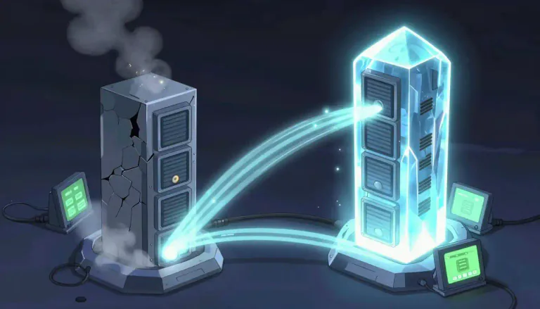 Visual representation of "failover" - A process that automatically transfers operations from a failed component to a standby component, ensuring continuity of service.