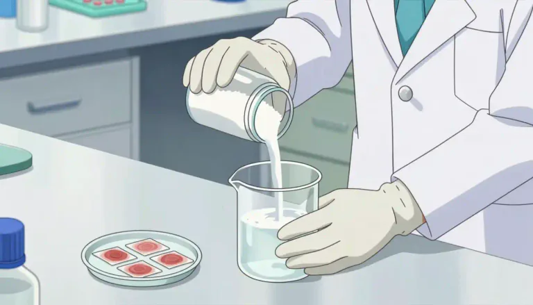 Visual representation of "paraformaldehyde" - A polymer of formaldehyde often used in laboratories to preserve biological specimens and as an embalming agent.