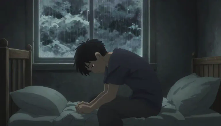 Visual representation of "gloomy" - Feeling or looking sad, dark or without hope
