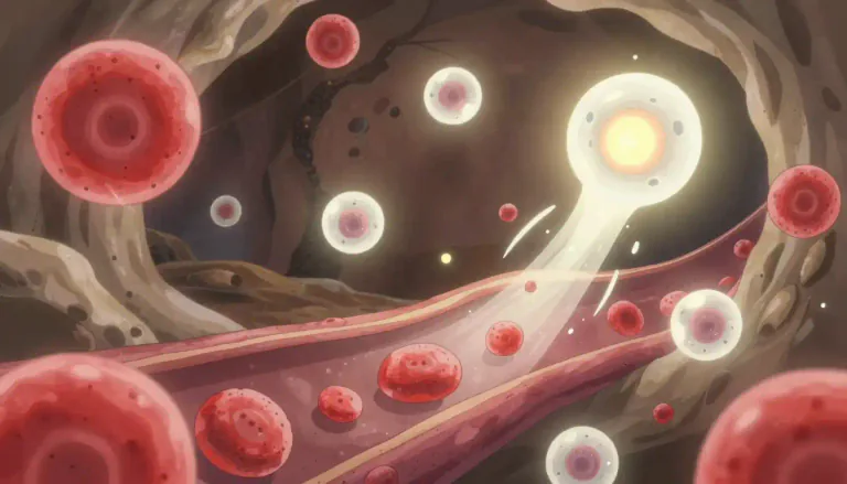 Visual representation of "hematopoietic" - Relating to the formation and development of blood cells.