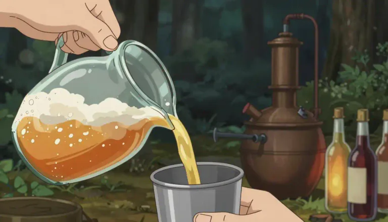 Visual representation of "hooch" - Hooch refers to an alcoholic beverage, particularly one that is homemade or illegally produced.