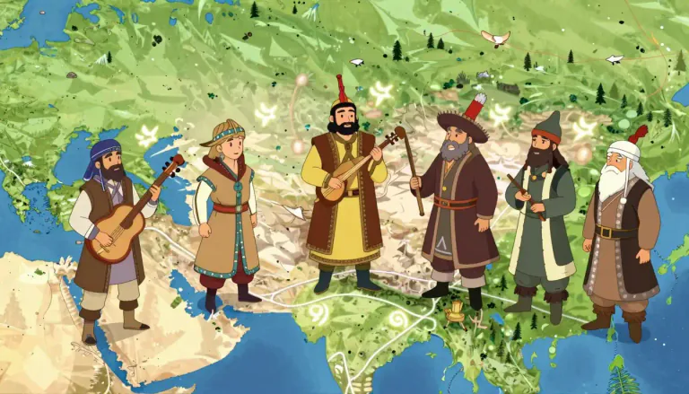 Visual representation of "altaic" - Referring to a group of languages that include Turkic, Mongolic, and Tungusic languages, spoken in parts of Central Asia.