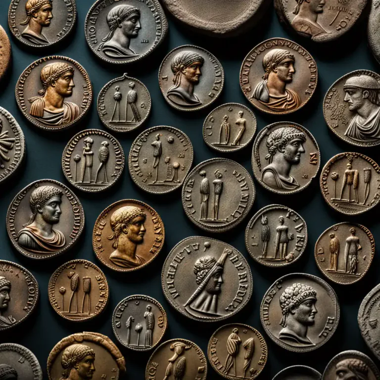 Visual representation of "coinage" - Coins collectively, especially when considered from the point of their design, quality, and history.