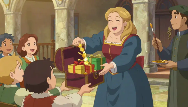 Visual representation of "munificence" - The quality of being very generous, often in giving gifts or money