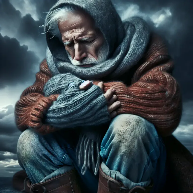 Visual representation of "rheumatic" - Caused or influenced by the weather changes, especially the damp or cold weather.