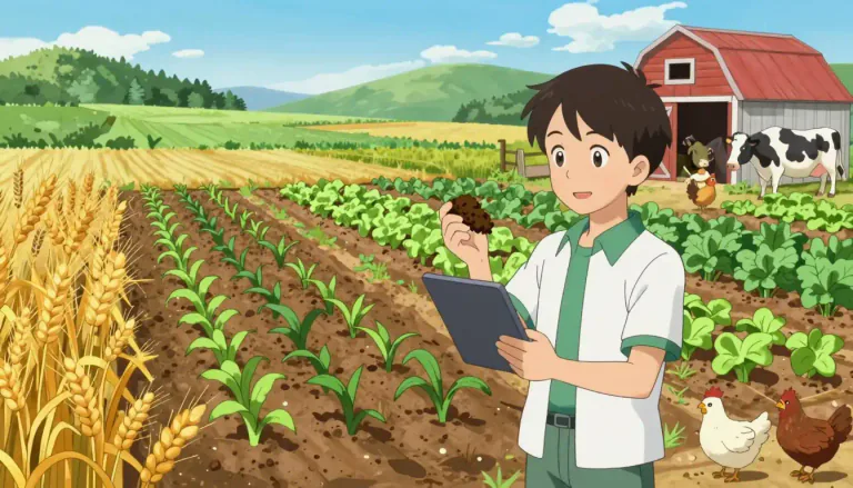Visual representation of "agronomy" - The science of farming, including the growing and harvesting of crops and the rearing of animals.