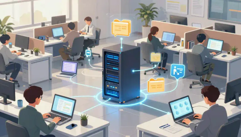 Visual representation of "intranet" - A private network that is contained within an organization, allowing communication and resource sharing among its members.