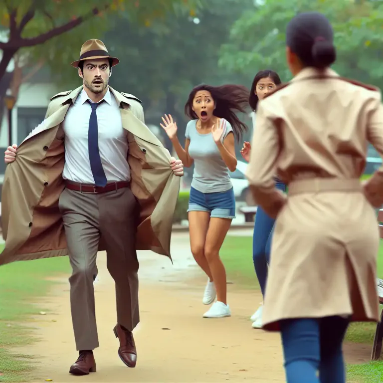 Visual representation of "flasher" - A person who shows their private parts in public for sexual pleasure