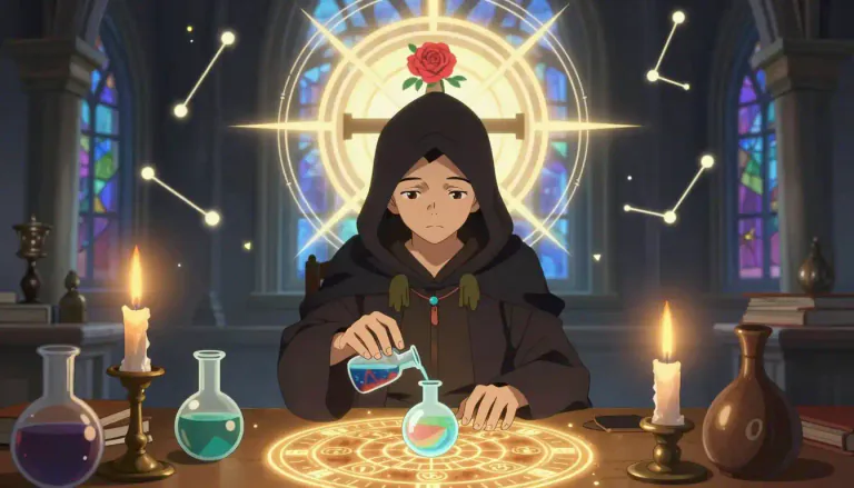 Visual representation of "rosicrucianism" - A mystical and philosophical movement originating in the early 17th century that combines elements of alchemy, Hermeticism, and esoteric Christianity.
