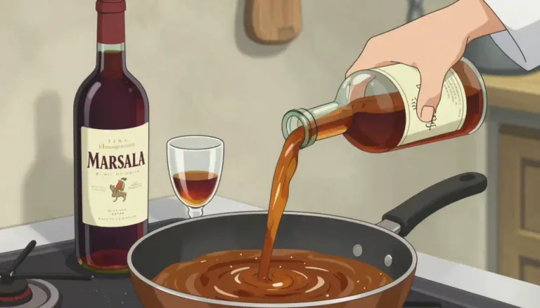 Visual representation of "marsala" - A type of Italian wine that is used in cooking.