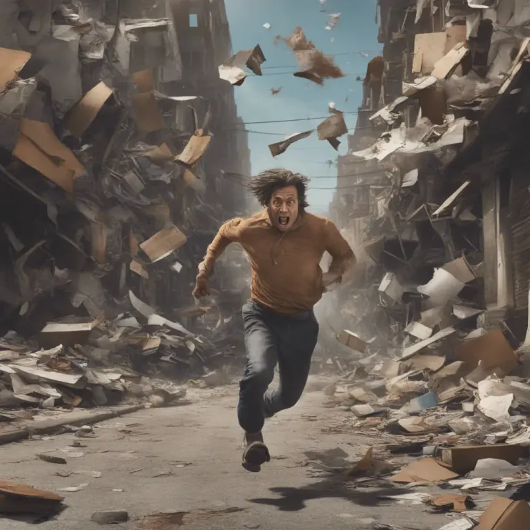 Visual representation of "run amok" - To behave or run around in a wild, uncontrolled, or destructive way