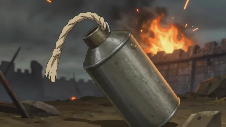 Visual representation of "firebomb" - A device designed to cause fire or great destruction, typically used in warfare.